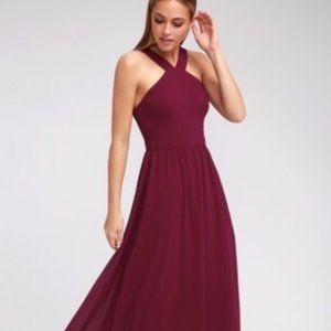 Lulu's Air of Romance Burgundy Maxi Dress